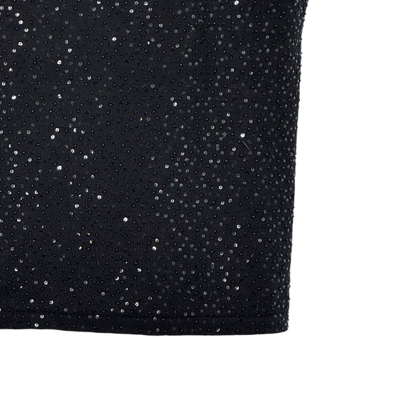 Talbots Medium Petite Black Merino Wool Short Sleeve Sweater w Sequins/Beads - Picture 6 of 9